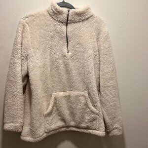 Natural Reflections Women's Long Sleeve Fleece White Jacket Size Medium